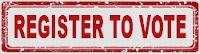 "Register to Vote" on a banner in red letters on a white background