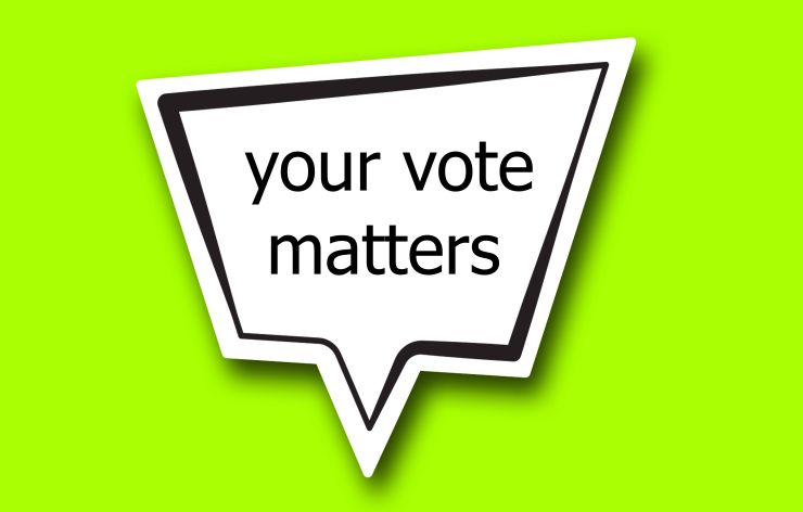 your vote matters text on the green background.